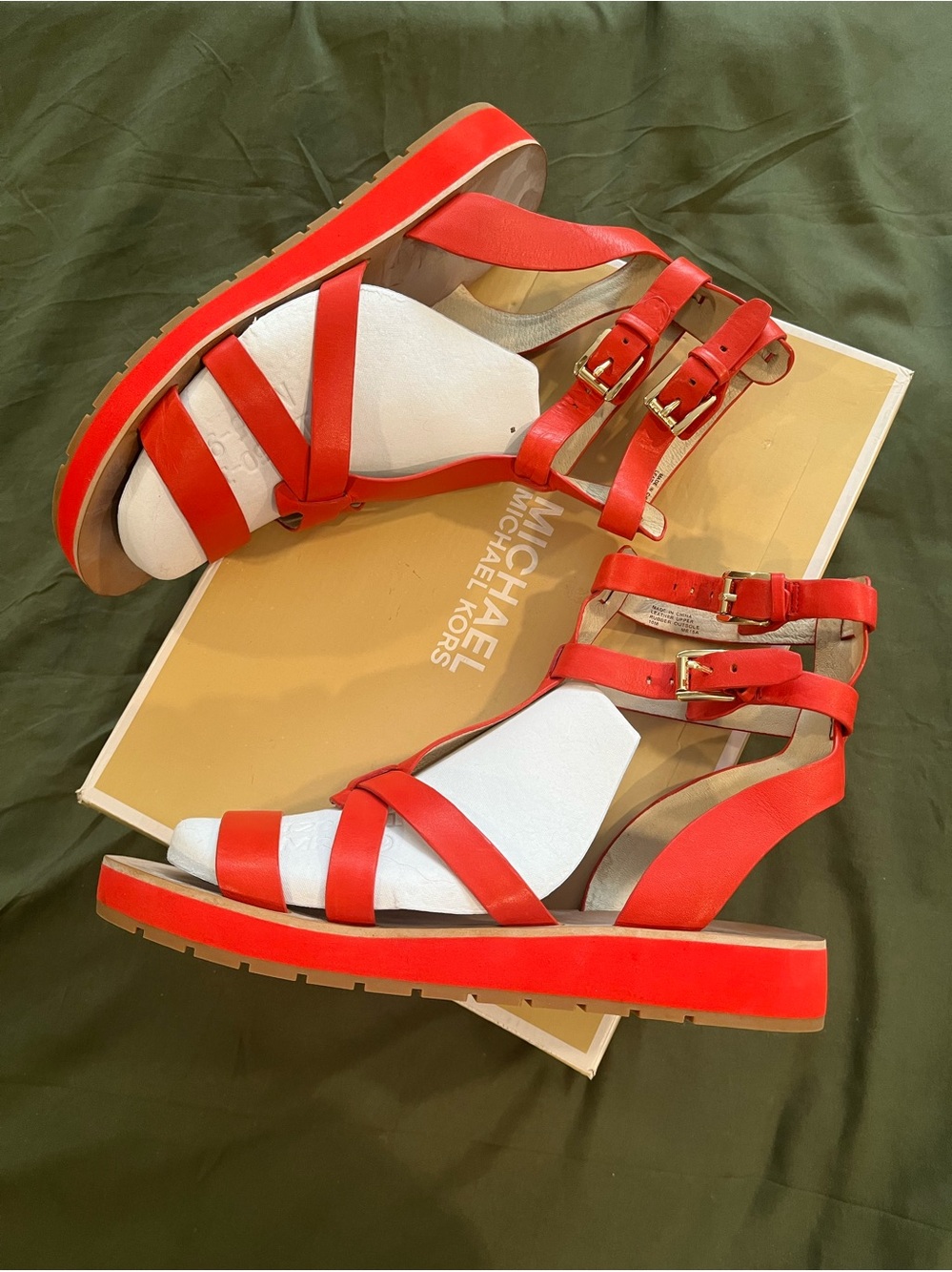 NWB*MICHAEL KORS * Red GLADIATOR Sandals*10M* NEW